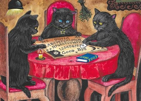 X Playing With Ouija Halloween Black Cat Cats Ryta Spirit Vintage