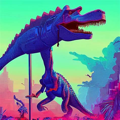 A Synthwave Dinosaur By Android Jones Stable Diffusion Openart