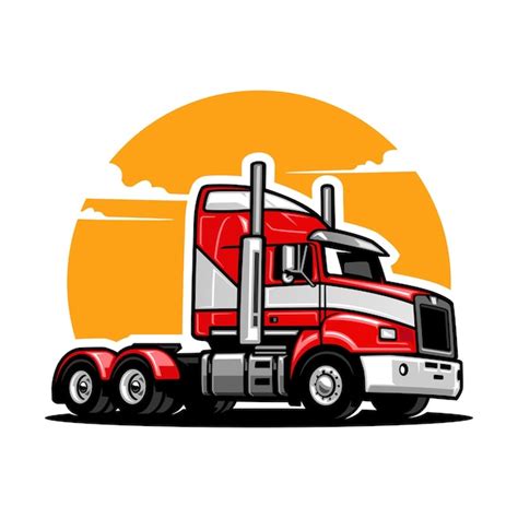 Gros Camion Illustration Logo Vecteur Vecteur Premium