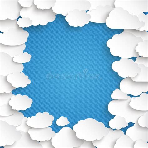 White Paper Clouds Blue Sky Centre Stock Vector Illustration Of