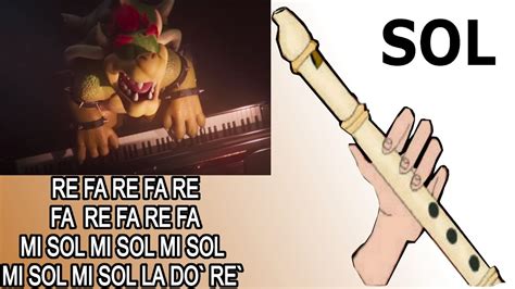 Bowser Peaches flauta dulce fácil tutorial con animación easy flute