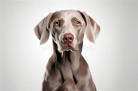 Perro De Weimaraner Sentado En Un Fondo Blanco Stock de ilustración