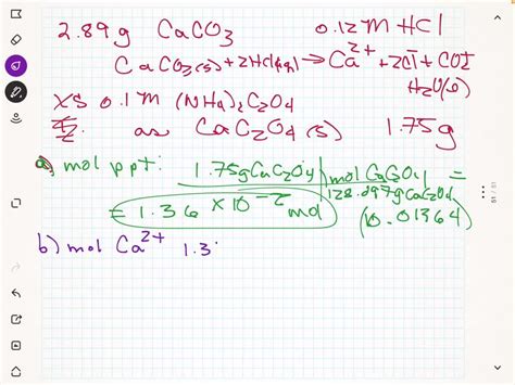 SOLVED A 2 89 g sample of limestone CaCOâƒ was dissolved in 0 12 M