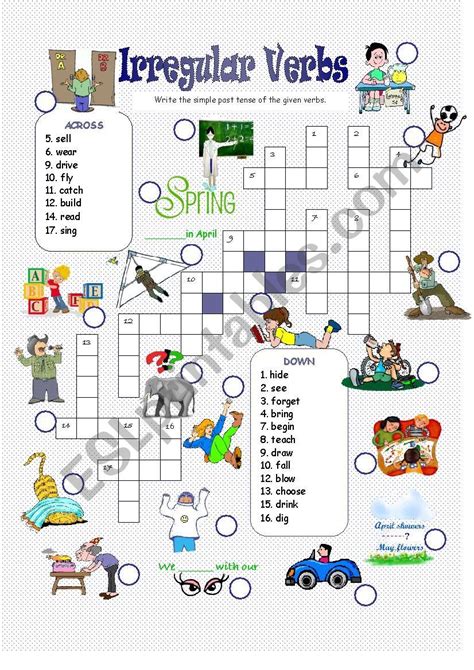 Crosswords Past Simple Irregular Verbs ESL Worksheet By Anna P