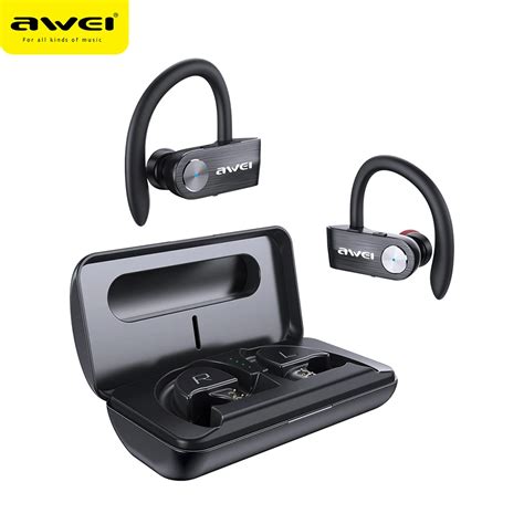 Awei T22 Ear Hook Bluetooth Earphones 1500mah Charging Case Earbuds Outdoor Tws Headphone For