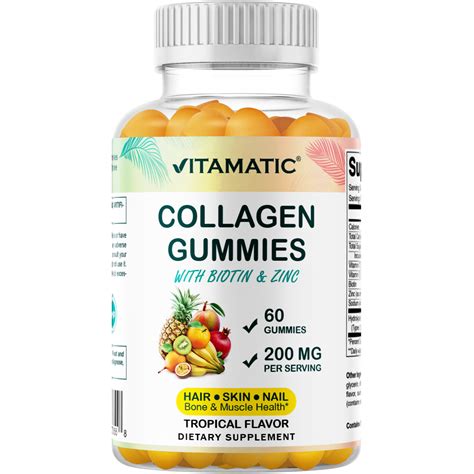 Hydrolyzed Collagen Gummies With Vitamin C Zinc And Biotin 200 Mg 60