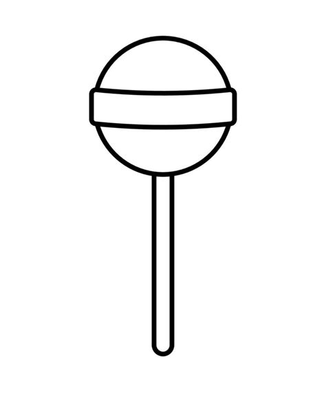 Black and White Lollipop Candy Icon Clipart in Stroke Outline on White ...