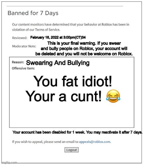 Banned From Roblox Imgflip