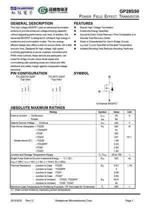 Gp S Gn Mosfet Datasheet Pdf Equivalent Cross Reference Search