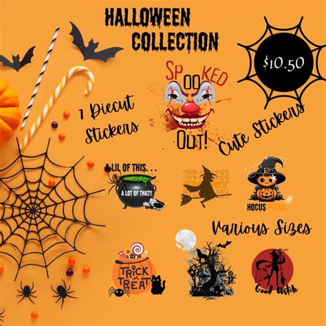 Spooky Sticker Pack Stickers Halloween Stickers Clown Stickers Pumpkins Sticker Witch