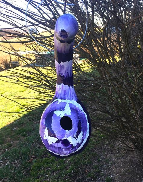 Purple Petals Handpainted Gourd Birdhouse Etsy