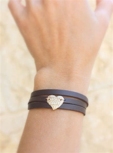 Leather Wrap Bracelet With Heart Charm Bohemian Leather And Gold