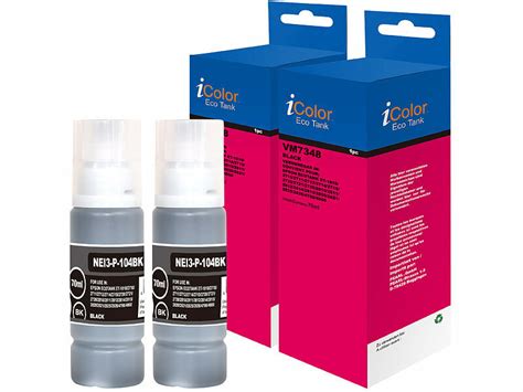 iColor 2er Set Nachfüll Tinten für Epson ersetzt Epson C13T00P140 black