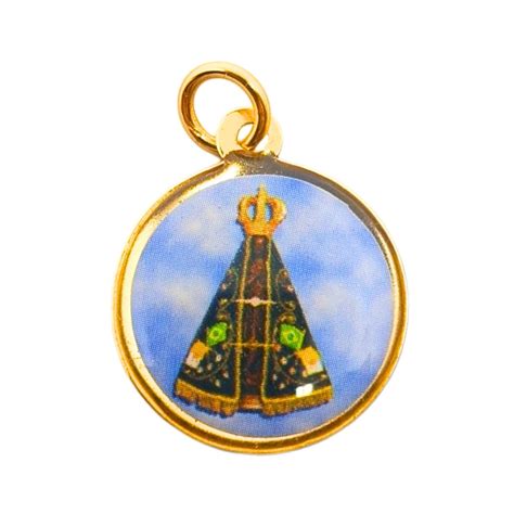 Medalha De Nossa Senhora Aparecida Resinada Dourada Cm Shopee Brasil