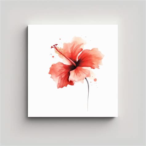 Cuadro Minimalista De Hibisco Rojo En Canva Arte Decorativo Decocuadros