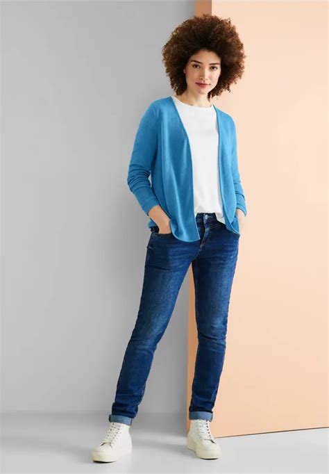 Street One Offene Shirtjacke F R Damen In Blau Nette Street One