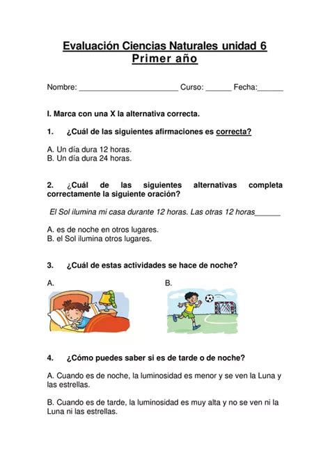 Evaluaci N Ciencias Primer A O Unidad El Sol Y Las Estaciones Del