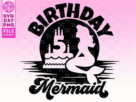 Mermaid 5th Birthday Svg 5th Birthday Mermaid Svg Birthday Etsy