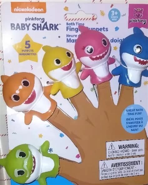 NICKELODEON PINKFONG BABY Shark Bath Time Finger 5 Puppets Vinyl New