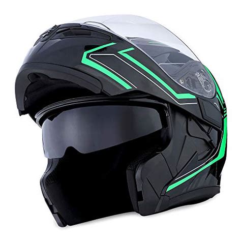 Buy 1storm Motorcycle Modular Full Face Helmet Flip Up Dual Visor Sun Shield Hb89 Arrow Green