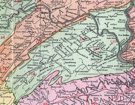 Perry County, Pennsylvania 1911 Map by Rand McNally, New Bloomfield, Millerstown, Marysville, PA