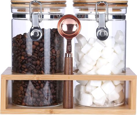 Amazon Kkc Glass Coffee And Sugar Containers With Airtight Hinged