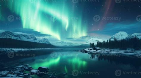 Aurora borealis and aurora australis simultaneously lighting up the polar skies wallpaper. AI ...