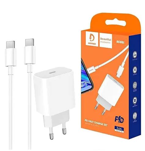 Denmen Home Charger DC06T Type-C 20W Cable Type-C To Type-C