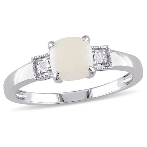 Miabella Women S 1 2 Carat T G W Cushion Cut Opal And Diamond Accent Sterling Silver Three