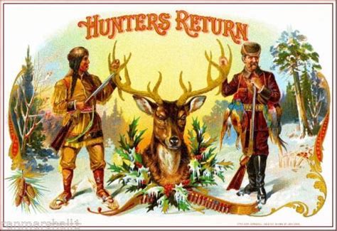 1899 Hunters Return Stag Deer Smoke Vintage Cigar Tobacco Box Crate