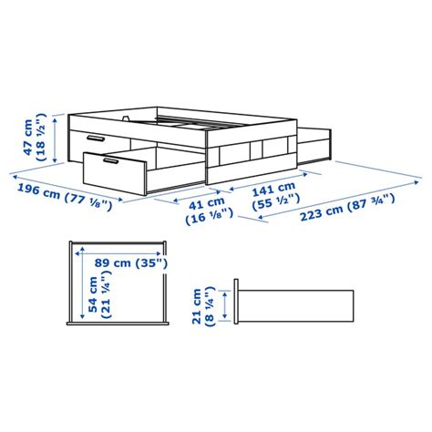 BRIMNES bed frame with storage, white, Full - IKEA