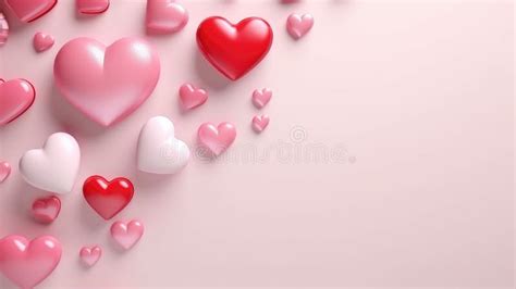 Soft Pink Hearts Floating On Pastel Valentine S Backdrop Generative