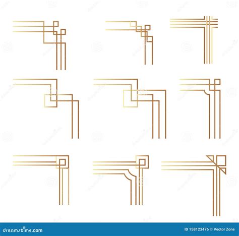 Art Deco Corner Modern Graphic Corners For Vintage Gold Pattern Border