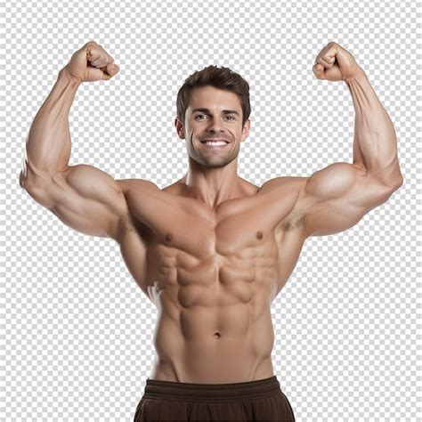 Premium Psd Male Athlete Flexing Muscle Isolated On Transparent