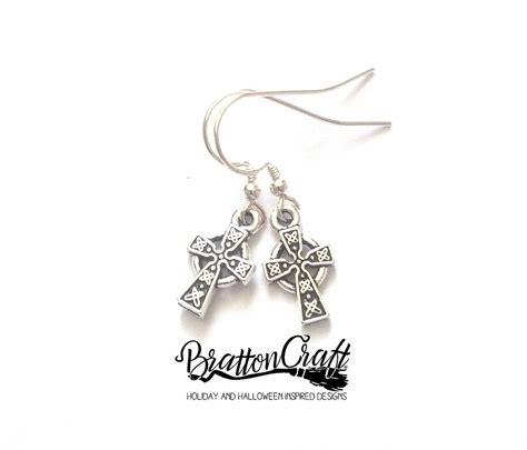 Silver Celtic Cross Earrings Cross Earrings Christian - Etsy