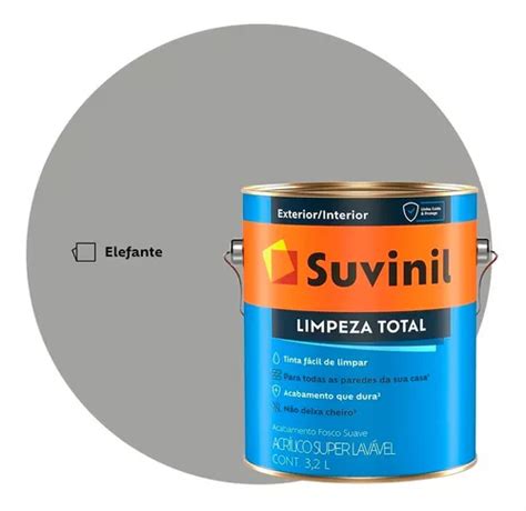 Tinta Super Lavável Suvinil 3 2l Cinza Elefante