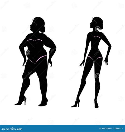 Mujer Gorda Y Siluetas Delgadas De La Mujer Ilustraci N Del Vector