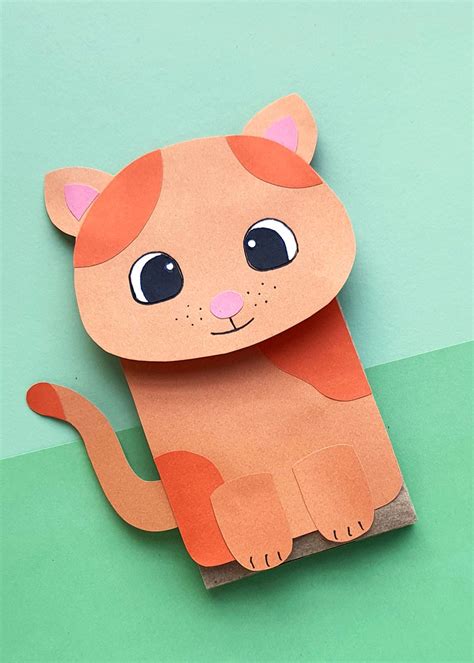 Cat Paper Bag Puppet With A Free Template