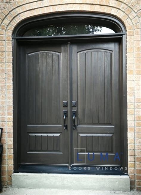 Fiberglass Arched Double Entry Doors Glass Designs