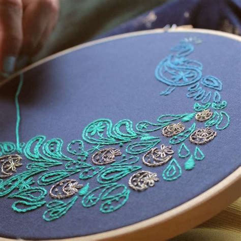 Peacock Embroidery Hoop Kit - All Sewn Up Wales by Helen Rhiannon