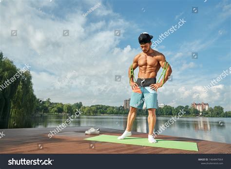 Muscular Sportsman Naked Torso Cap Shorts Stock Photo 1464847064 Shutterstock