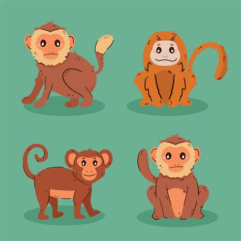 four monkeys comic characters 11450656 Vector Art at Vecteezy