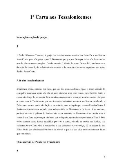 Carta Aos Tessalonicenses Instituto Das Ap Stolas Do Sagrado