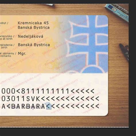 Slovakia Id Card Template Psd Slovak Identity Card Fake Template