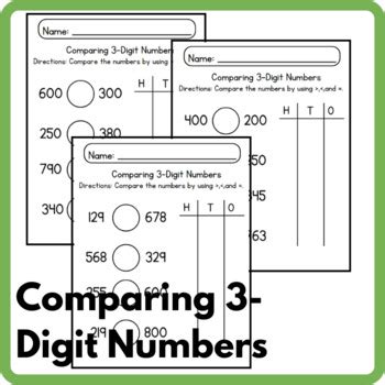 Comparing 3 Digit Numbers Worksheets By TheHelpingHand TPT