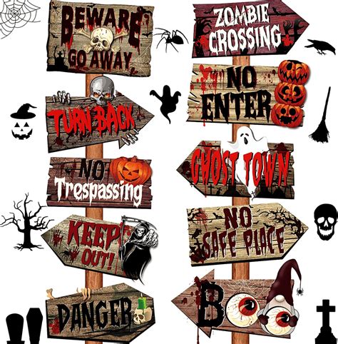 20 Pieces Halloween Yard Signs Decorations Beware Signs Outdoor hallow