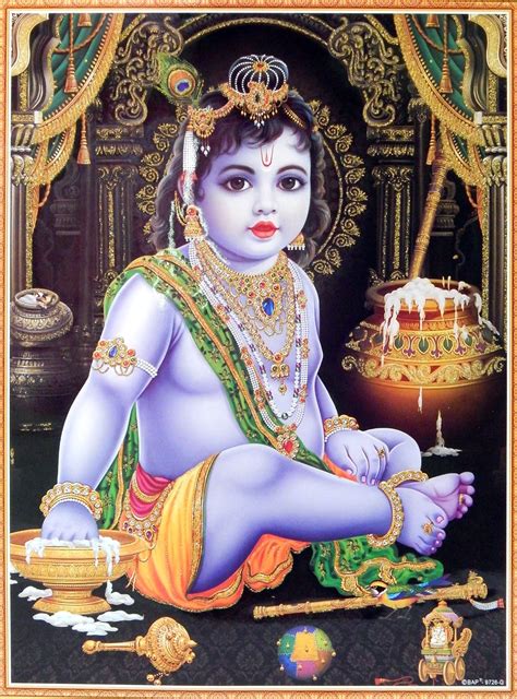 Makhan Chor Krishna Poster With Glitter 12 X 16 Inches Home And Kitchen