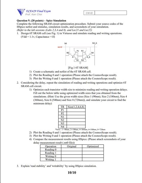 Solved Ece Final Exam Prof Ken Choi Cw Id Question Points