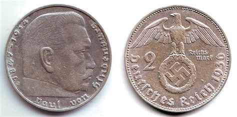 Drittes Reich Reichsmark J Paul Von Hindenburg Mit Hakenkreuz