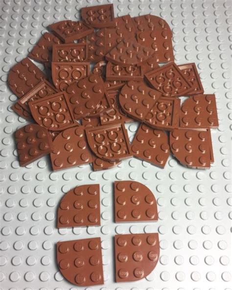 Lego 50 Pieces Reddish Brown 3x3 Round Corner Modified Plate Parts Bulk